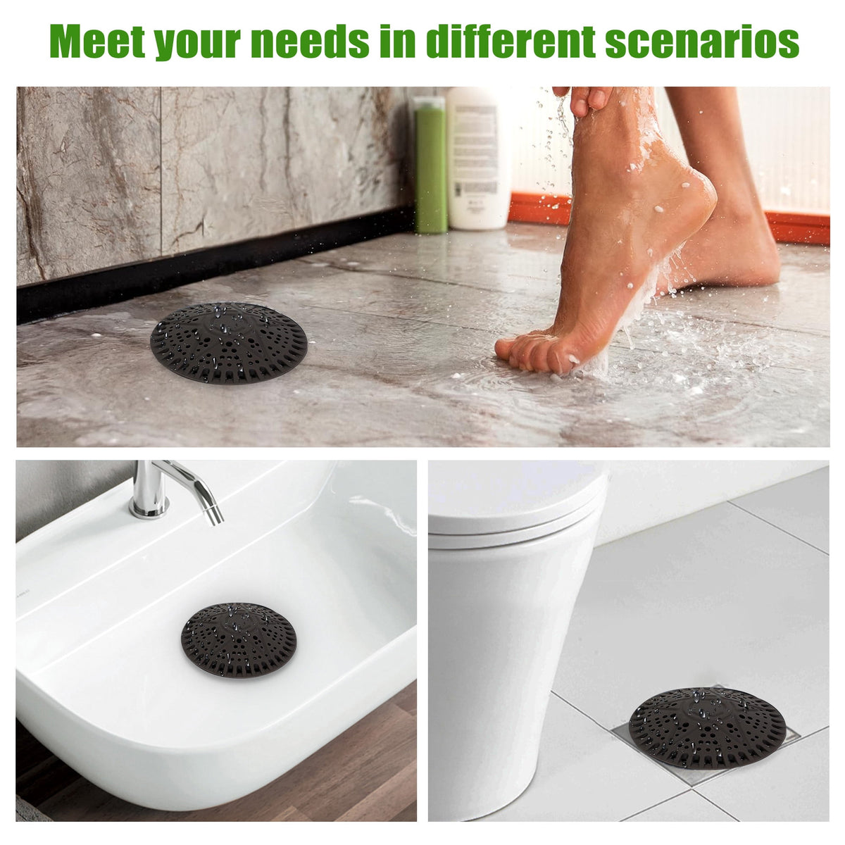 Silicone Shower Drain Hair Catcher with Weighted Core, 5.5 Inch Flat Drain Cover, Set of 2 - Image 6