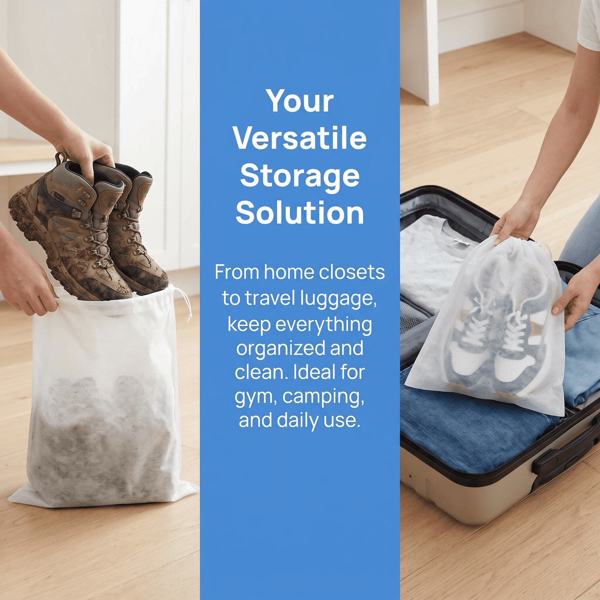 Translucent Drawstring Shoe Bags for Travel and Closet Storage, Non-Woven Dust Covers, Pack of 50 - Image 6