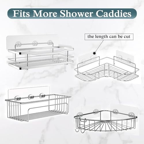 Transparent Adhesive Strips for Shower Caddies and Wall Shelves, No-Drill Replacement Set of 2 - Image 6