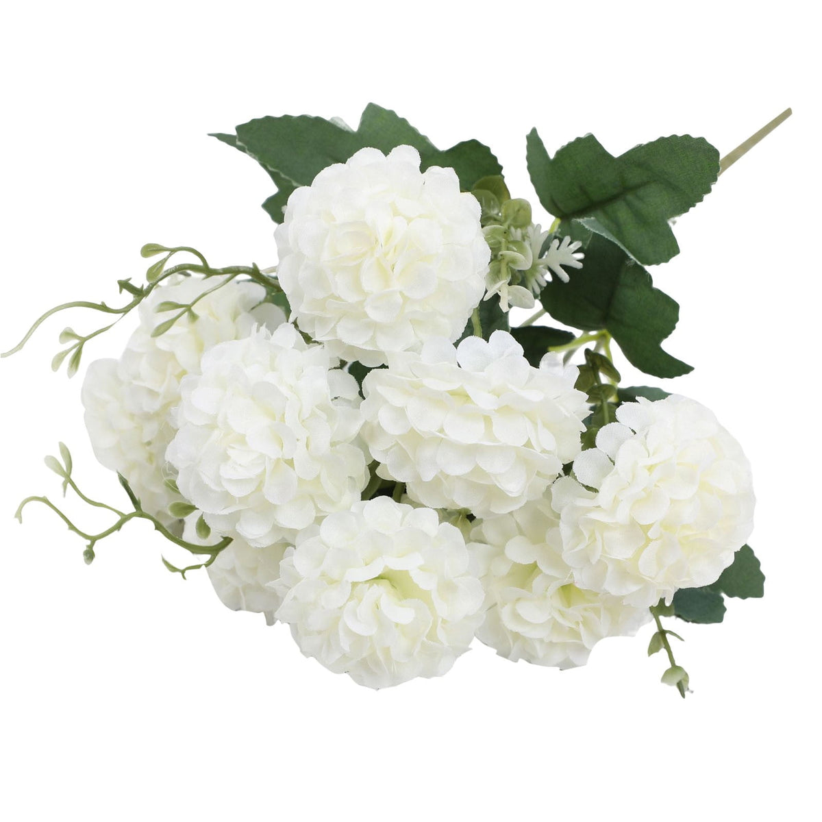 Realistic White Artificial Hydrangea Bouquet, Faux Flower Stem for Vases, Weddings and Home Decor