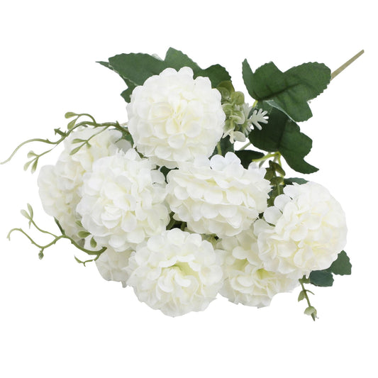 Realistic White Artificial Hydrangea Bouquet, Faux Flower Stem for Vases, Weddings and Home Decor