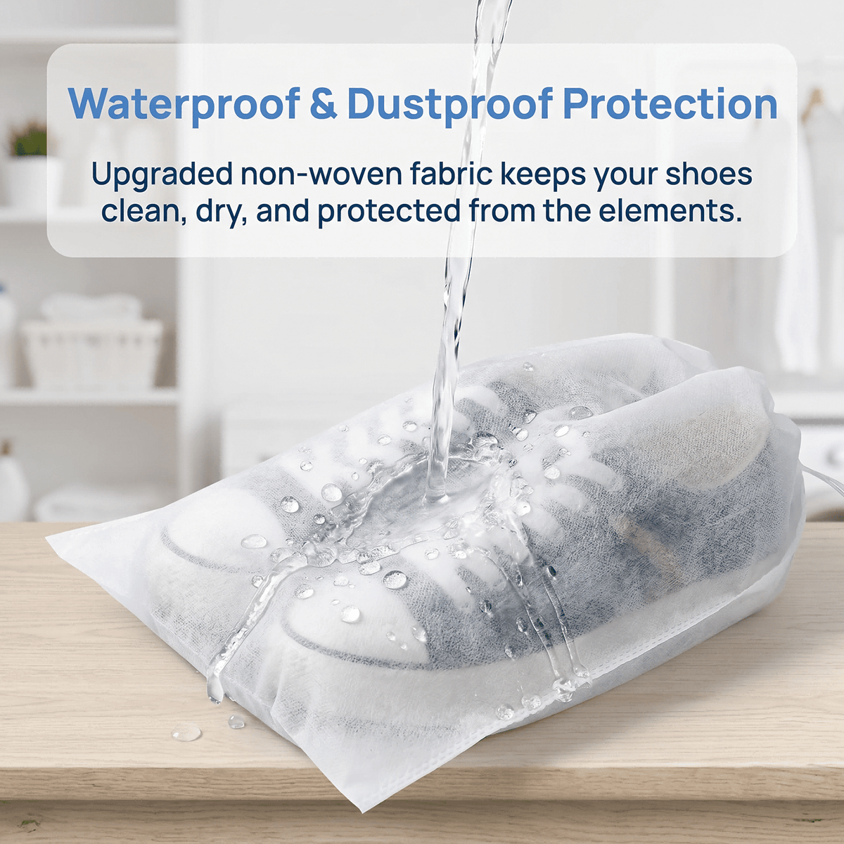 Translucent Drawstring Shoe Bags for Travel and Closet Storage, Non-Woven Dust Covers, Pack of 50 - Image 5