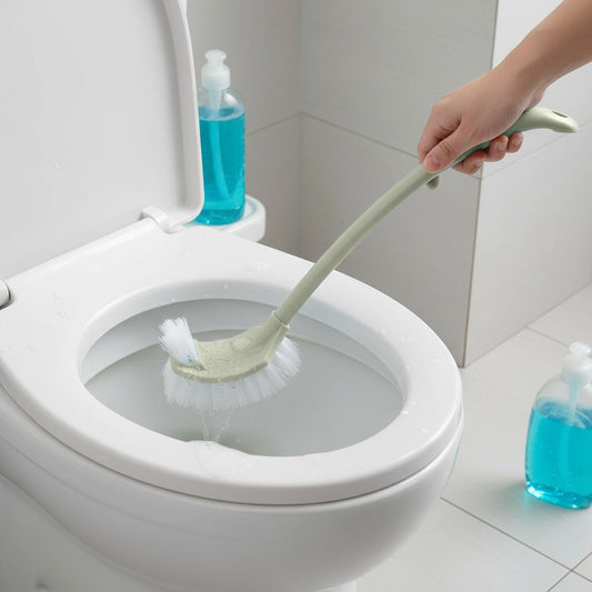 Toilet Brush with Dual Heads and Caddy, Flexible Rubber Bowl Brush plus Rim-Cleaning Slit Brush - Image 2