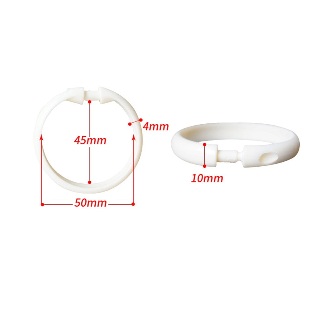 Clear O-Ring Shower Curtain Hooks, Snap-Closure Plastic Rings for Standard Rods, Set of 12 - Image 2
