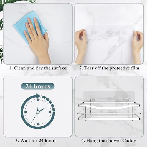 Transparent Adhesive Strips for Shower Caddies and Wall Shelves, No-Drill Replacement Set of 2 - Image 4