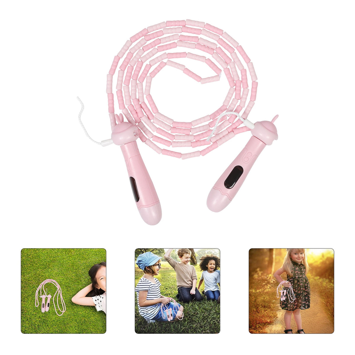 Adjustable Jump Rope with Built-In Jump Counter, Lightweight Pink Skipping Rope - Image 2