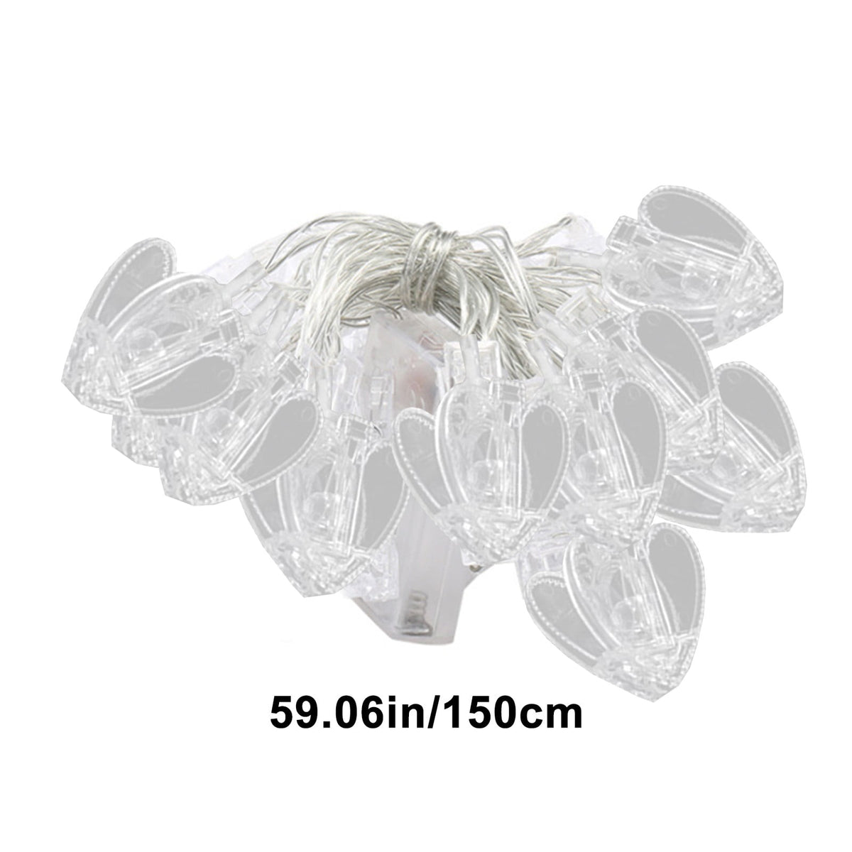 LED Photo Clip String Lights with Heart-Shaped Clips, 59 Inch Battery-Powered Decorative Wall Light - Image 3