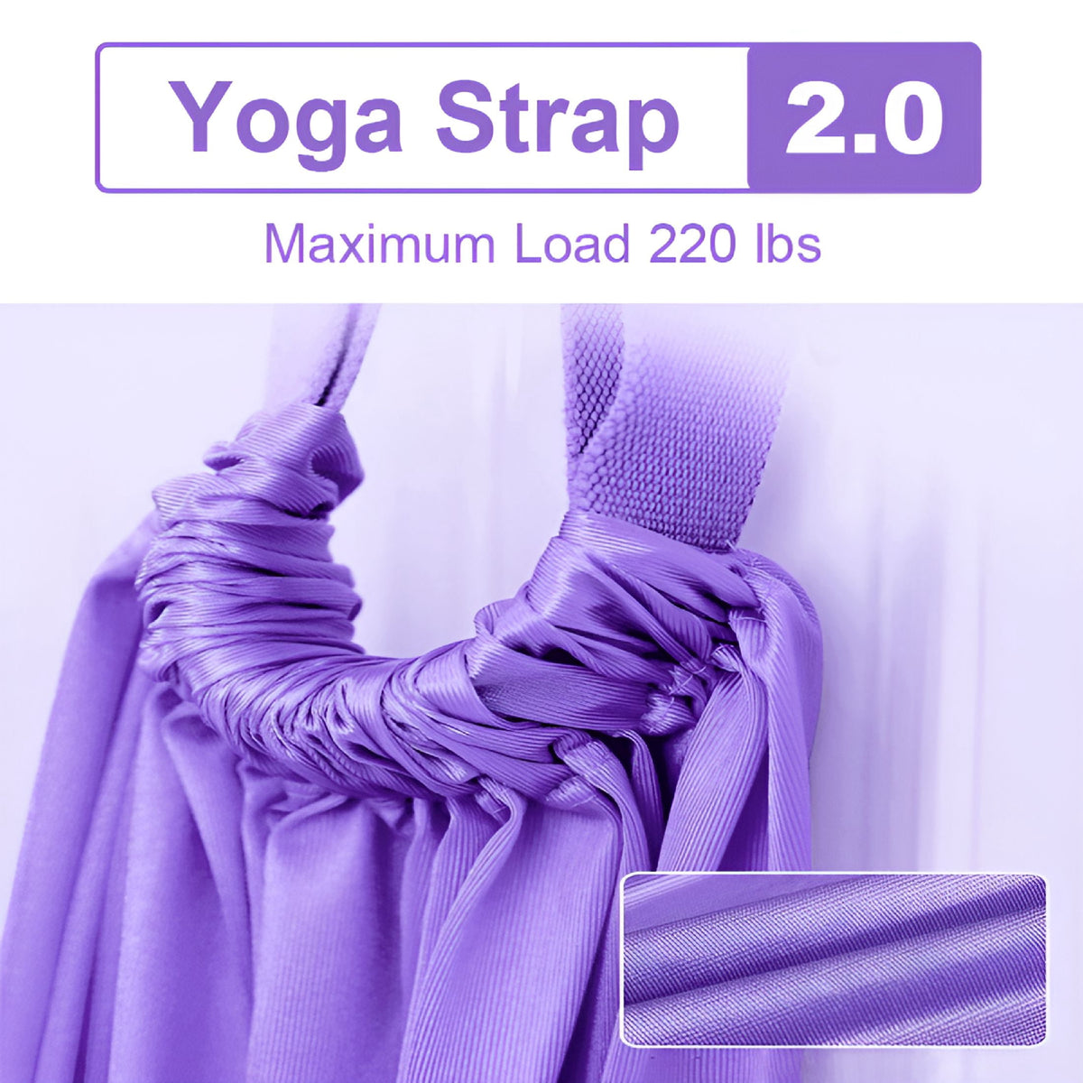 Adjustable Door-Hanging Stretch Strap, Elastic Yoga Belt for Flexibility and Inversion Training, Purple - Image 3
