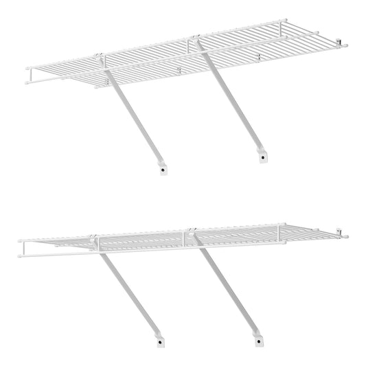 Wall-Mounted Wire Shelf Kit, 3 ft PVC-Coated Carbon Steel Closet Shelving, 12 Inch Deep, Set of 2