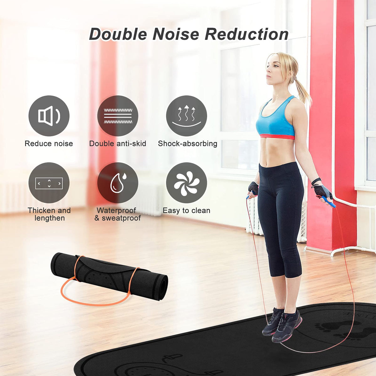 Non-Slip Jump Rope Mat, 65 x 24 Inch Shock-Absorbing Exercise Mat for Concrete and Home Gym Floors - Image 5