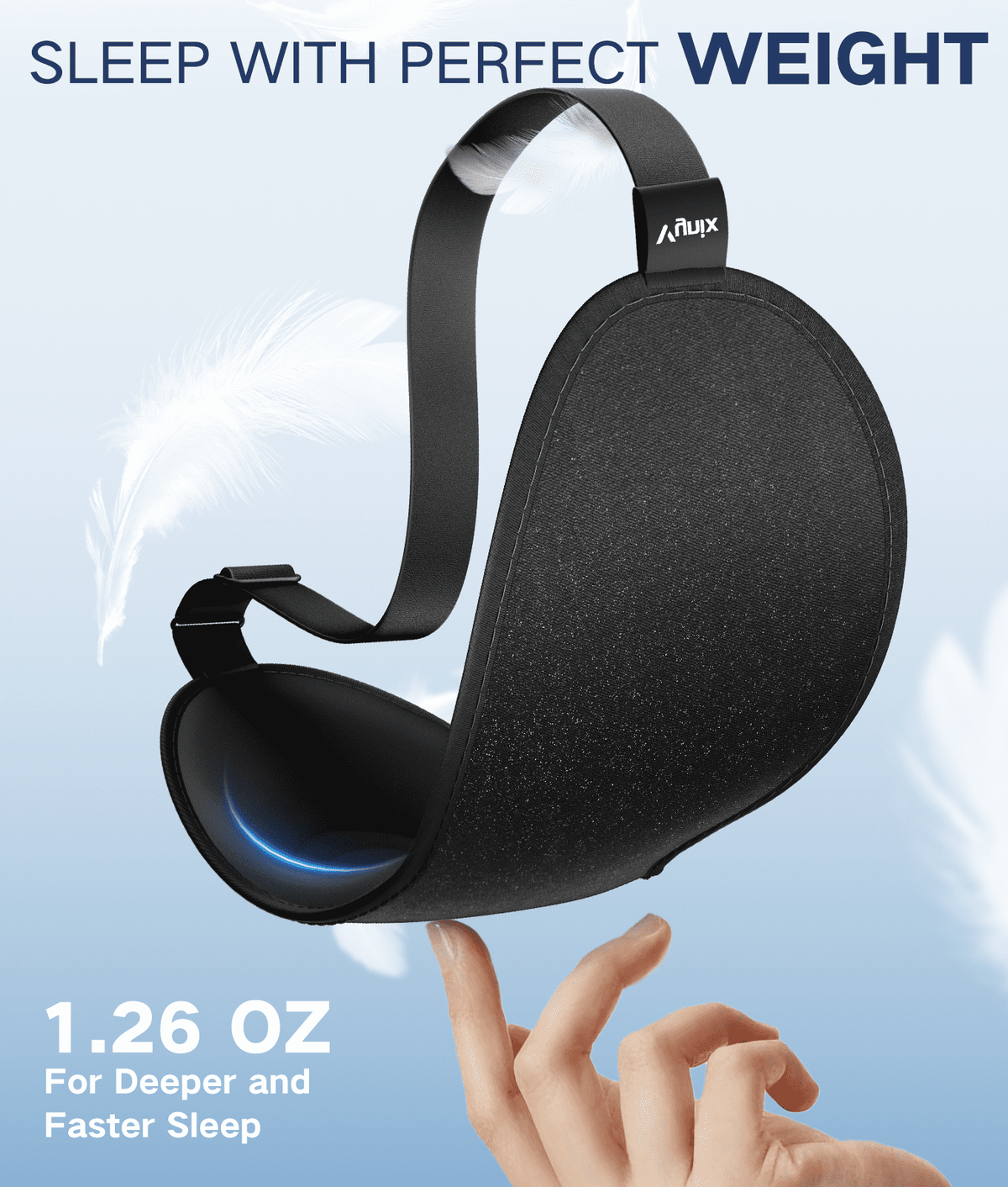 Contoured 3D Memory Foam Sleep Mask with Cooling Lining and Adjustable Strap, Black - Image 3
