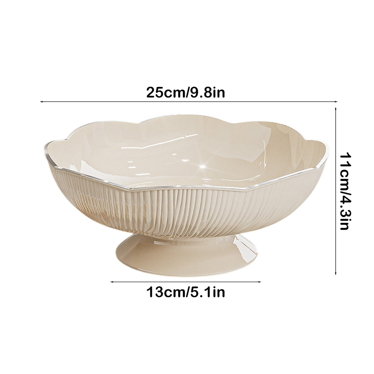 White Pedestal Fruit Bowl with Detachable Draining Base, Modern Plastic Serving Dish for Counter and Table - Image 3