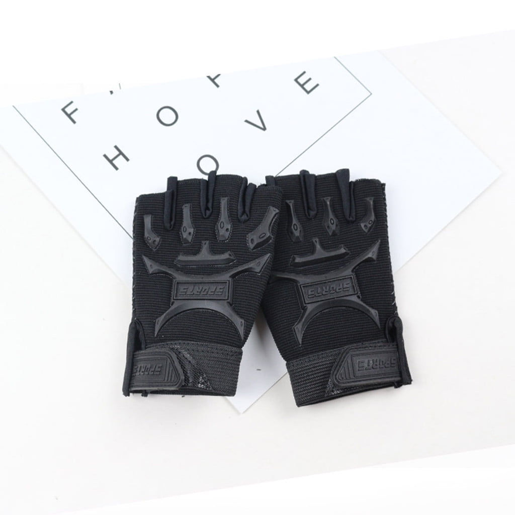 Kids Fingerless Training Gloves with Adjustable Wrist Strap, Non-Slip Palm for Cycling and Gym, Black - Image 4