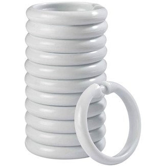 Clear O-Ring Shower Curtain Hooks, Snap-Closure Plastic Rings for Standard Rods, Set of 12