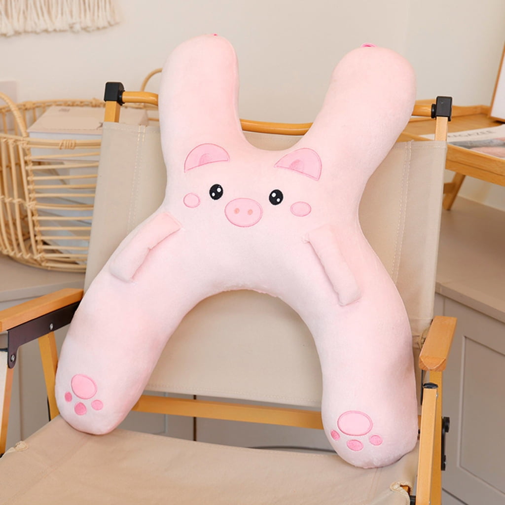 Kids Car Seat Neck Pillow with Plush Cartoon Cover, Soft Cotton-Filled Travel Headrest Cushion - Image 6