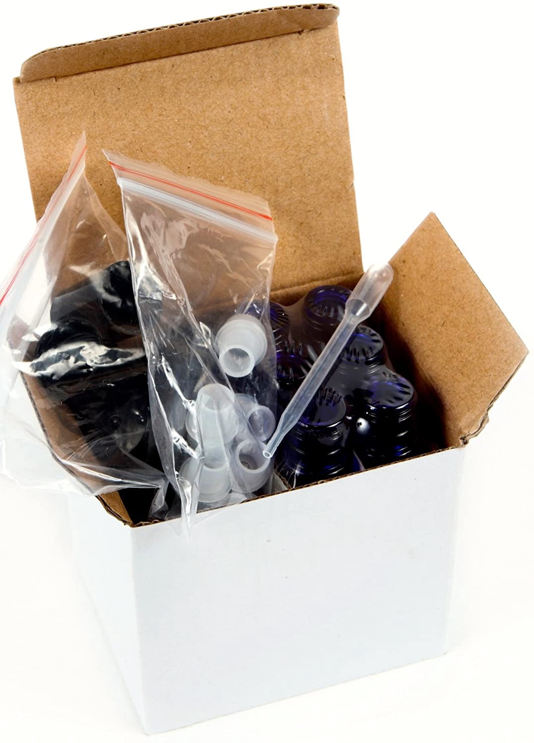 Cobalt Blue Glass Roll-On Bottles, 10 ml with Stainless Steel Roller Balls and Dropper, Set of 6 - Image 4