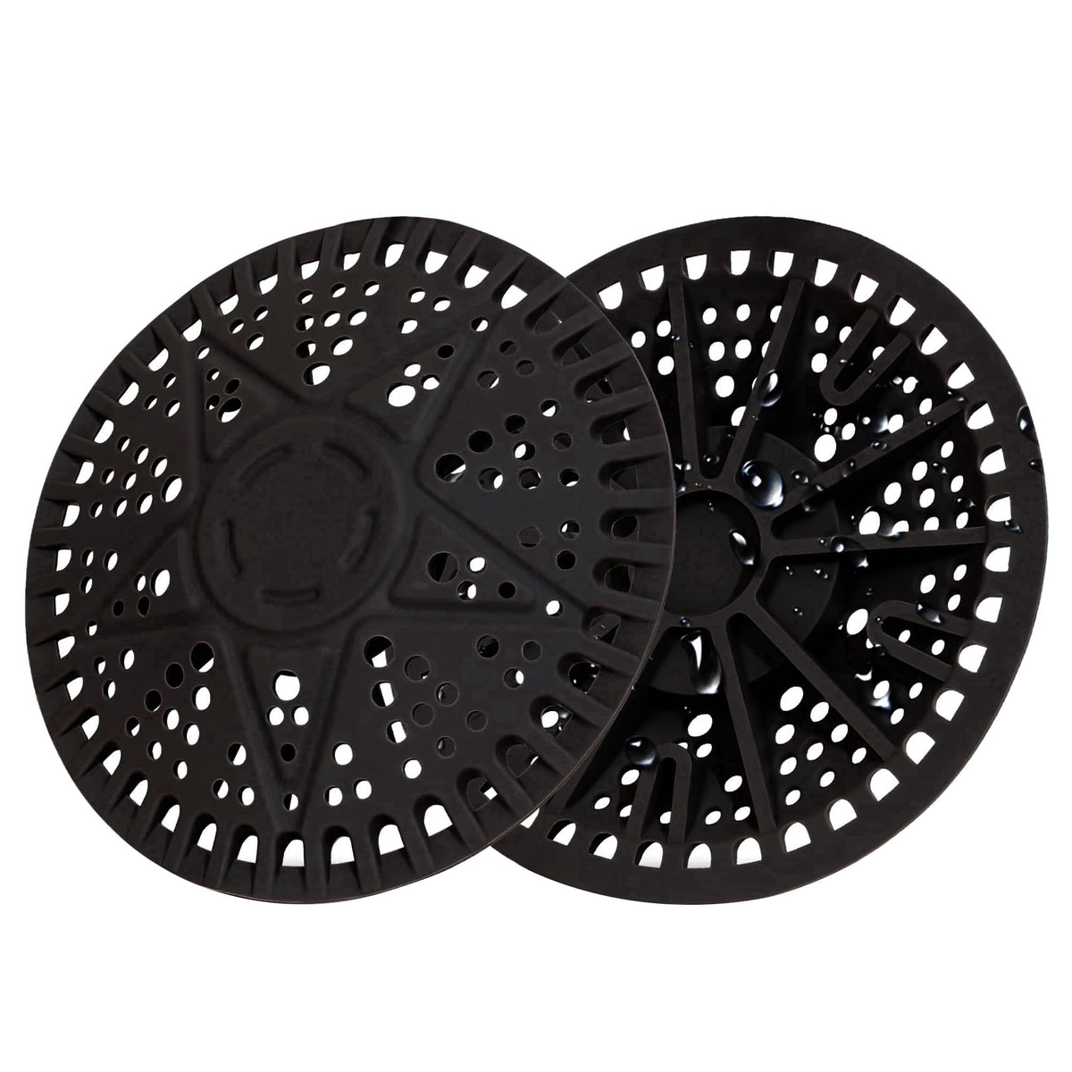 Silicone Shower Drain Hair Catcher with Weighted Core, 5.5 Inch Flat Drain Cover, Set of 2