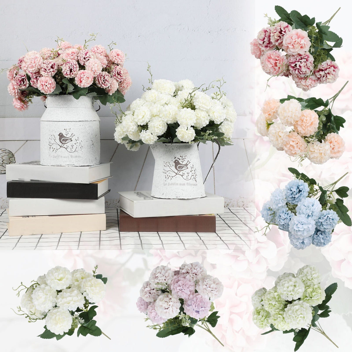 Realistic White Artificial Hydrangea Bouquet, Faux Flower Stem for Vases, Weddings and Home Decor - Image 3