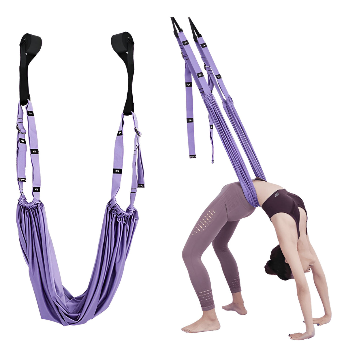 Adjustable Door-Hanging Stretch Strap, Elastic Yoga Belt for Flexibility and Inversion Training, Purple - Image 2