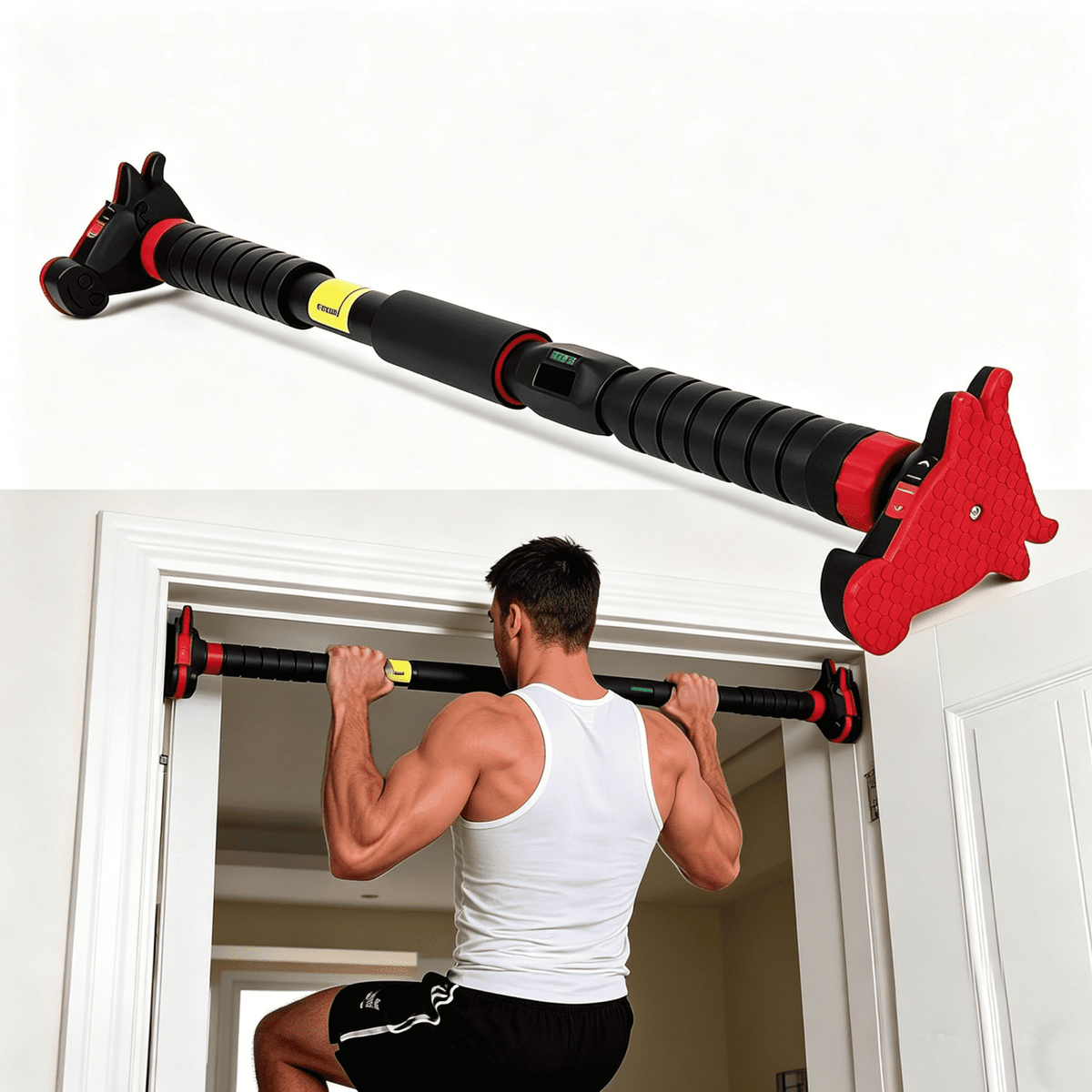 Doorway Pull-Up Bar with Adjustable Width, No-Screw Alloy Steel Chin-Up Bar, 440 lb Capacity - Image 2
