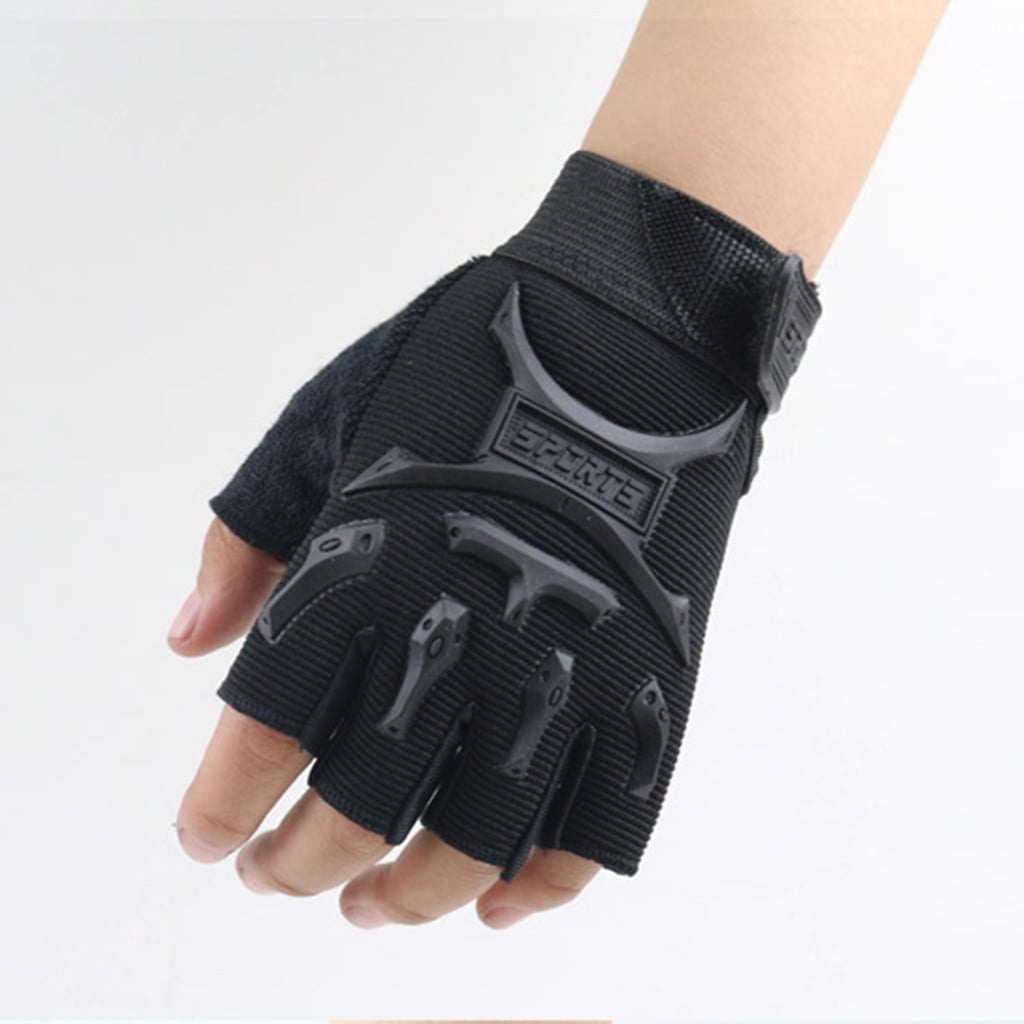 Kids Fingerless Training Gloves with Adjustable Wrist Strap, Non-Slip Palm for Cycling and Gym, Black - Image 3