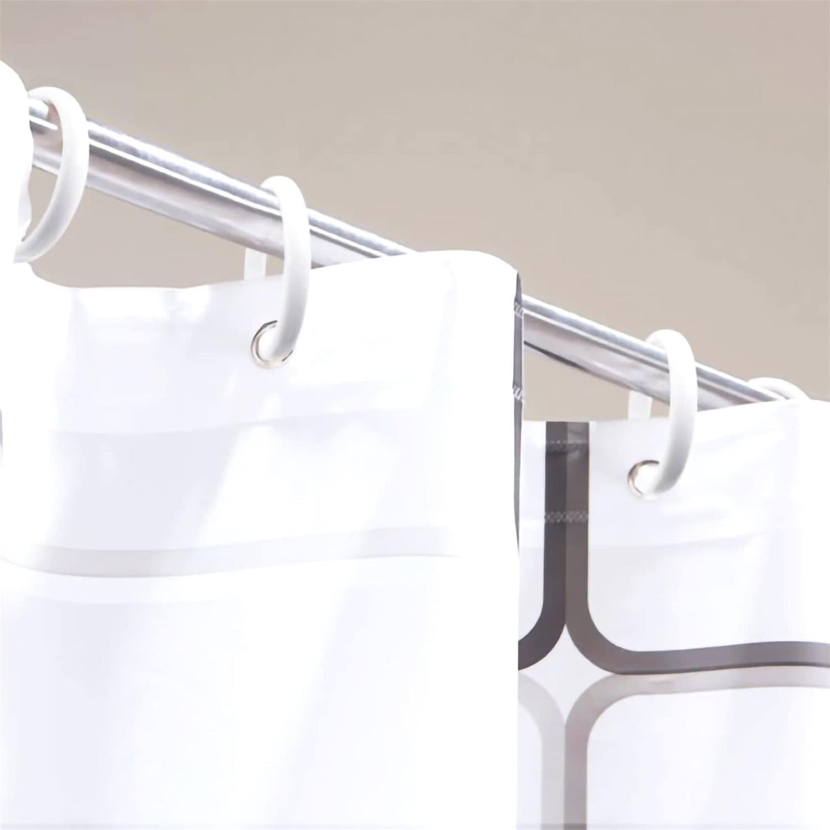 Clear O-Ring Shower Curtain Hooks, Snap-Closure Plastic Rings for Standard Rods, Set of 12 - Image 5