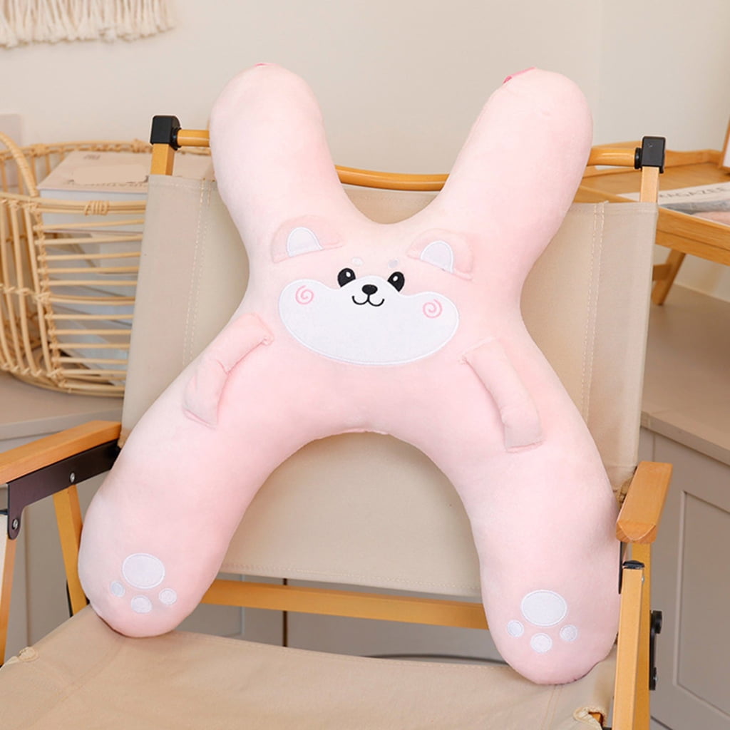 Kids Car Seat Neck Pillow with Plush Cartoon Cover, Soft Cotton-Filled Travel Headrest Cushion - Image 4