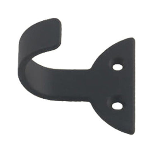 Heavy-Duty Iron Wall Hooks with Dark Finish, Decorative Metal Hangers with Screws, Set of 5