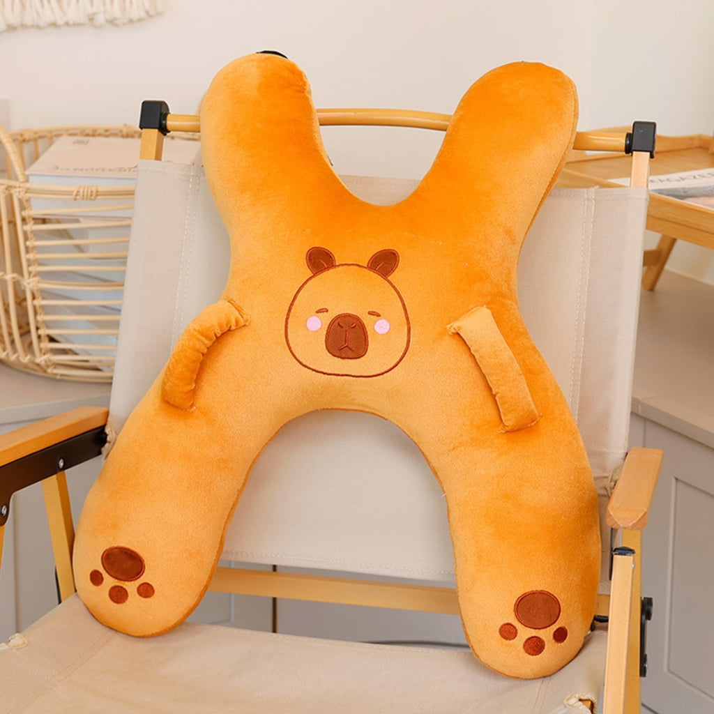 Kids Car Seat Neck Pillow with Plush Cartoon Cover, Soft Cotton-Filled Travel Headrest Cushion - Image 3