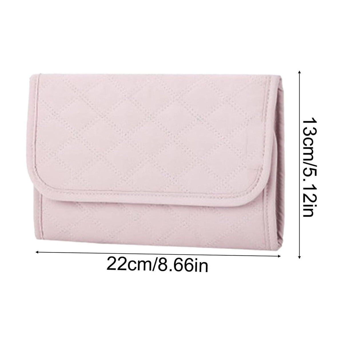 Folding Travel Jewellery Roll, Pink Polyester Organizer with Compartments for Rings, Earrings and Necklaces - Image 3