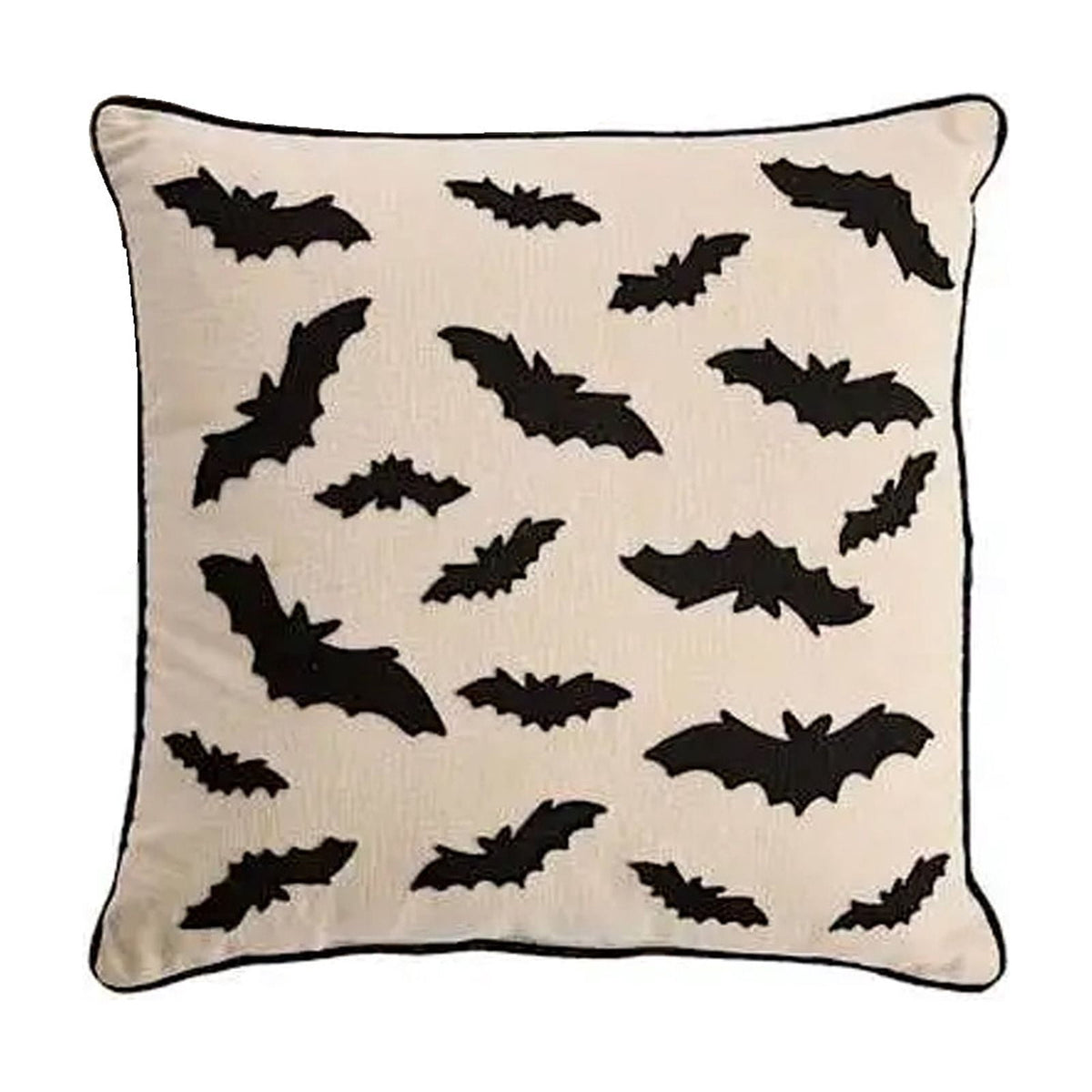 Embroidered Halloween Ghost Throw Pillow Cover, 18 x 18 Inch Linen Cushion Case with Hidden Zipper