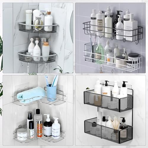 Transparent Adhesive Strips for Shower Caddies and Wall Shelves, No-Drill Replacement Set of 2 - Image 3