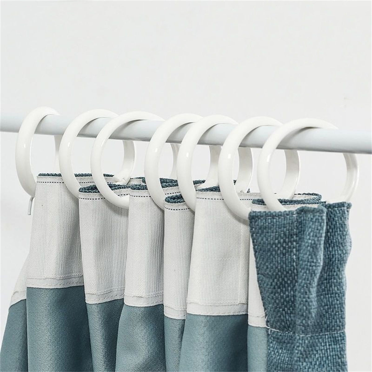 Clear O-Ring Shower Curtain Hooks, Snap-Closure Plastic Rings for Standard Rods, Set of 12 - Image 4
