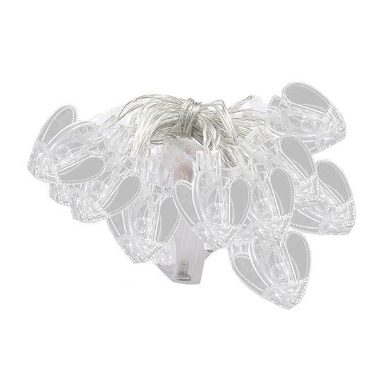 LED Photo Clip String Lights with Heart-Shaped Clips, 59 Inch Battery-Powered Decorative Wall Light